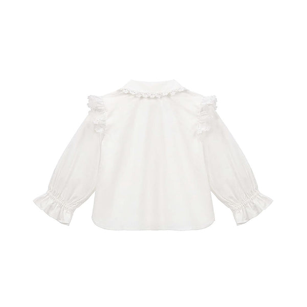 Kids Lace-Trimmed Long-Sleeve Shirt White