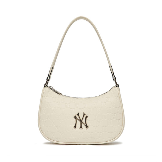 Jual MLB NY Yankees Monogram New Hobo Bag Black In White