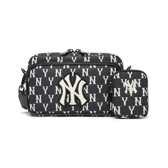 MLB Monogram New York Yankees Hip Sack NY Logo Waist Bag Pouch Bag -  Cream/Black
