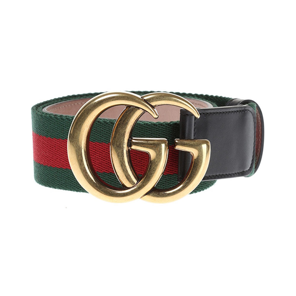 gucci web belt with black g buckle