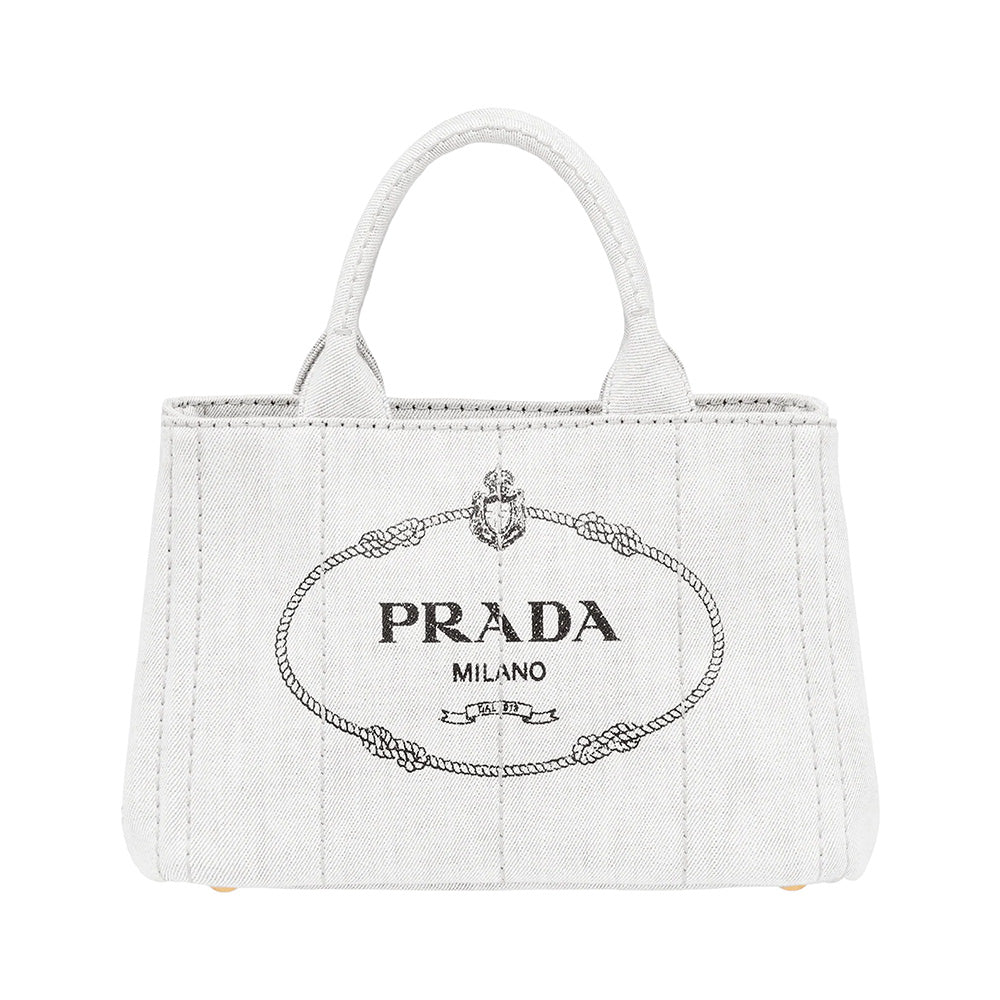 prada canapa denim tote