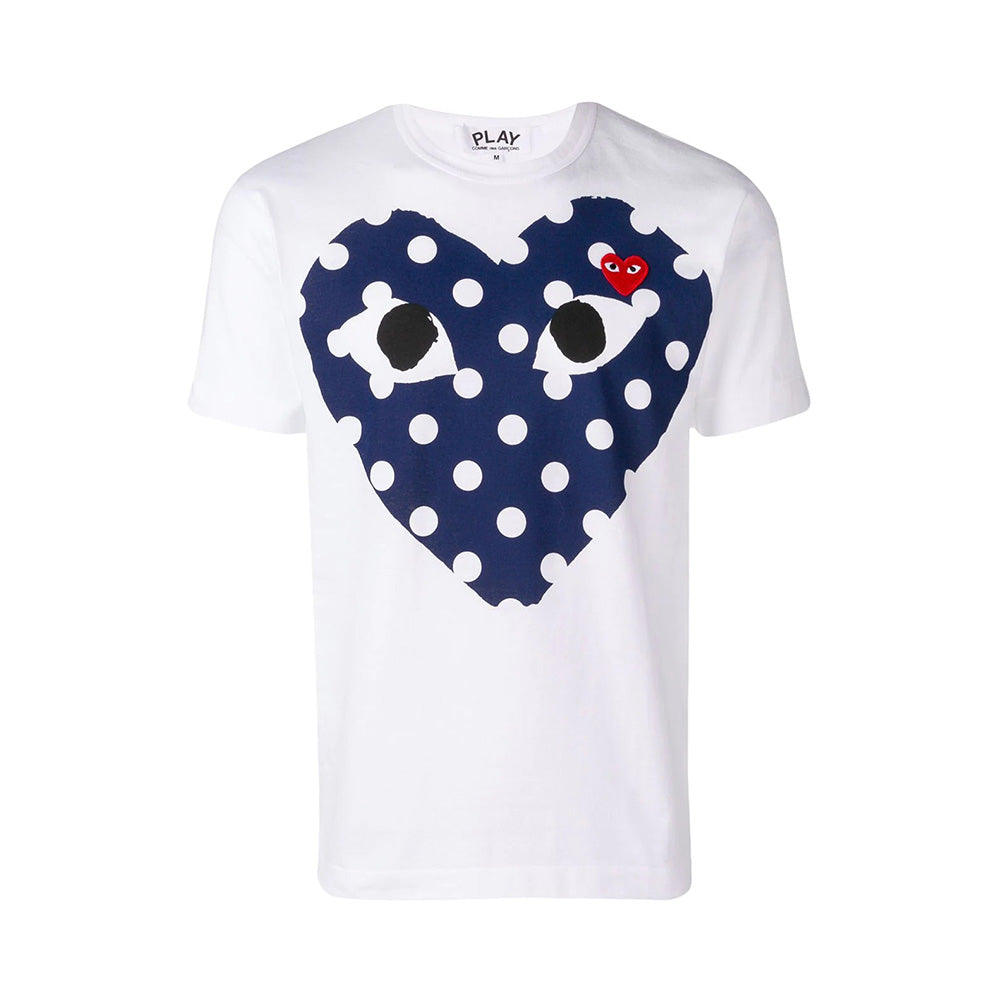 comme des garcons white polka dot