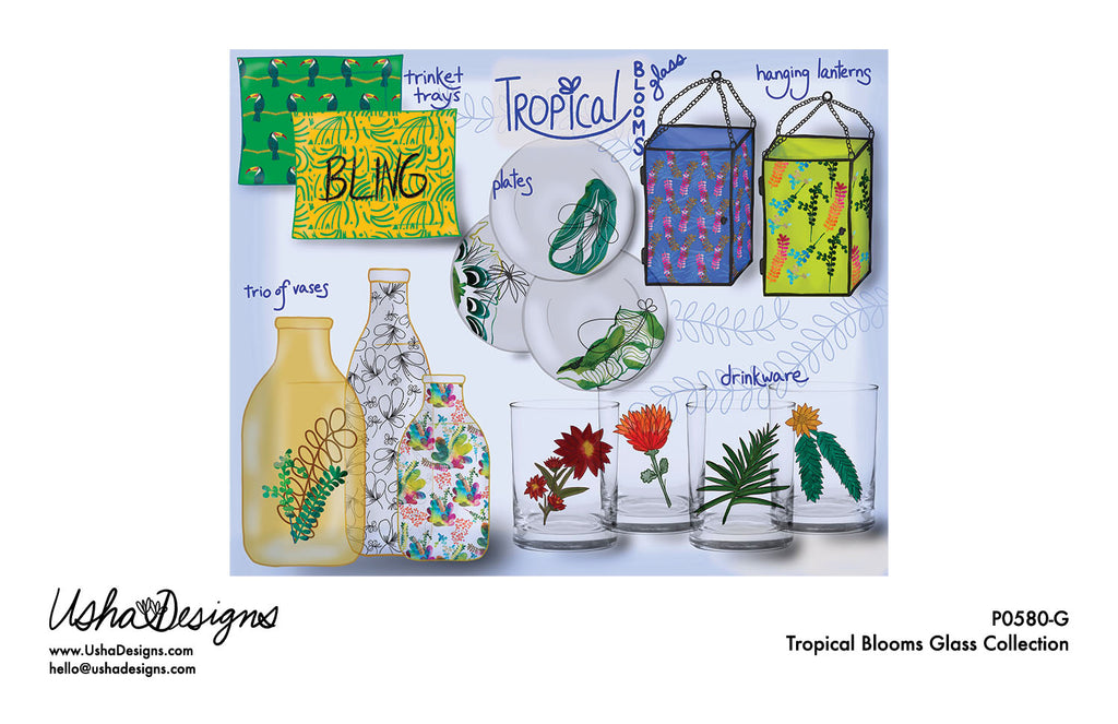 Tropical Blooms Glass Collection Page