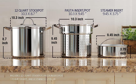 Cooks Standard Pasta Pot 18/10 Stainless Steel 12 Quart, Spaghetti