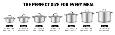  ZENFUN Stainless Steel Stockpot with Steamer Rack, 6 Quart Pot  With Glass Lid, Non-stick Soup Pot with Handles, Small Cooking Pot 6 Quart,  Sauce Pot, Induction Pot, Silver: Home & Kitchen