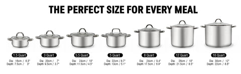  ZENFUN Stainless Steel Stockpot with Steamer Rack, 6 Quart Pot  With Glass Lid, Non-stick Soup Pot with Handles, Small Cooking Pot 6 Quart, Sauce  Pot, Induction Pot, Silver: Home & Kitchen