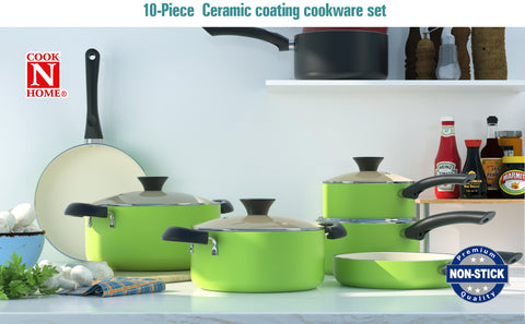 Cook N Home Pots and Pans Set Nonstick, 10 Piece Ceramic Kitchen