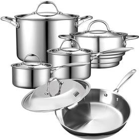 Giro by MasterPRO - 10 PC Tri Ply Clad Cookware Pots and Pans Set