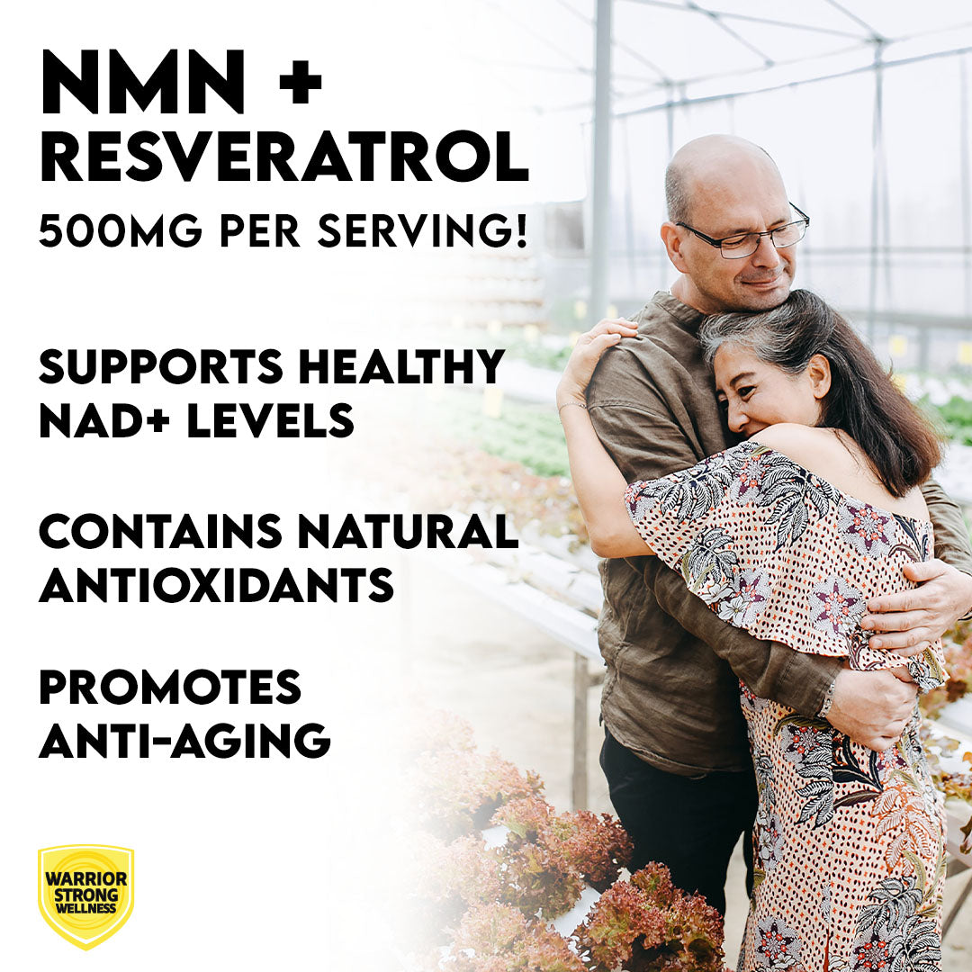 NMN + Resveratrol Supplement - Nicotinamide Mononucleotide plus Resveratrol -Supports Healthy Aging, Cellular Health & Immune Function