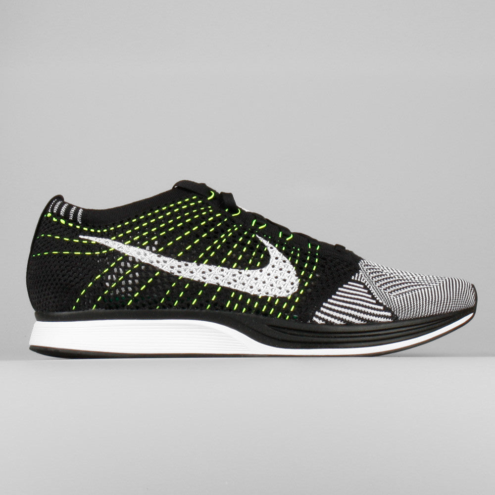 nike flyknit racer volt black white