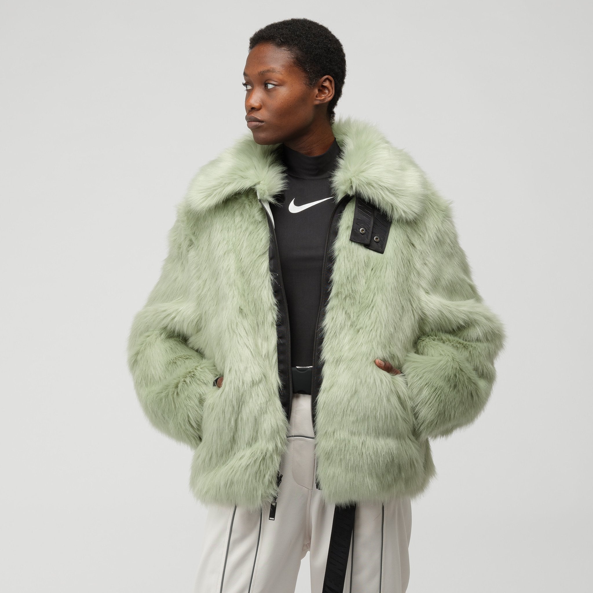 nike green fur jacket