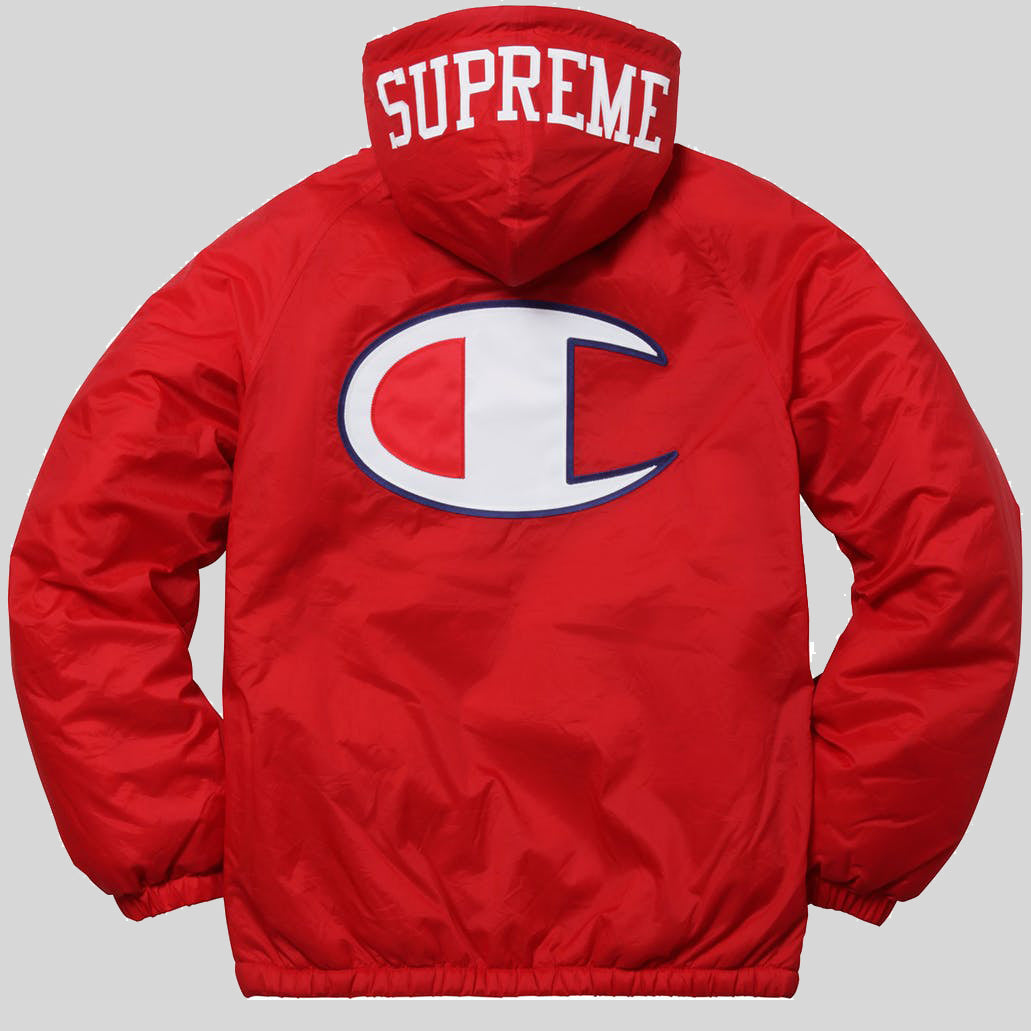 supreme champion sherpa lined hooded jacket red