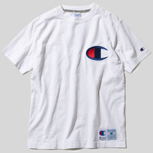 white champion shirt big logo