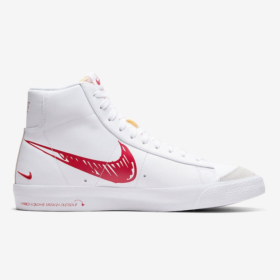 nike blazer mid 77 sketch white red