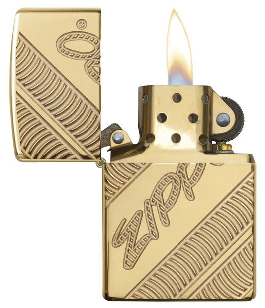 Zippo Fisherman Design, High Polish Brass Finish Lighter #49610