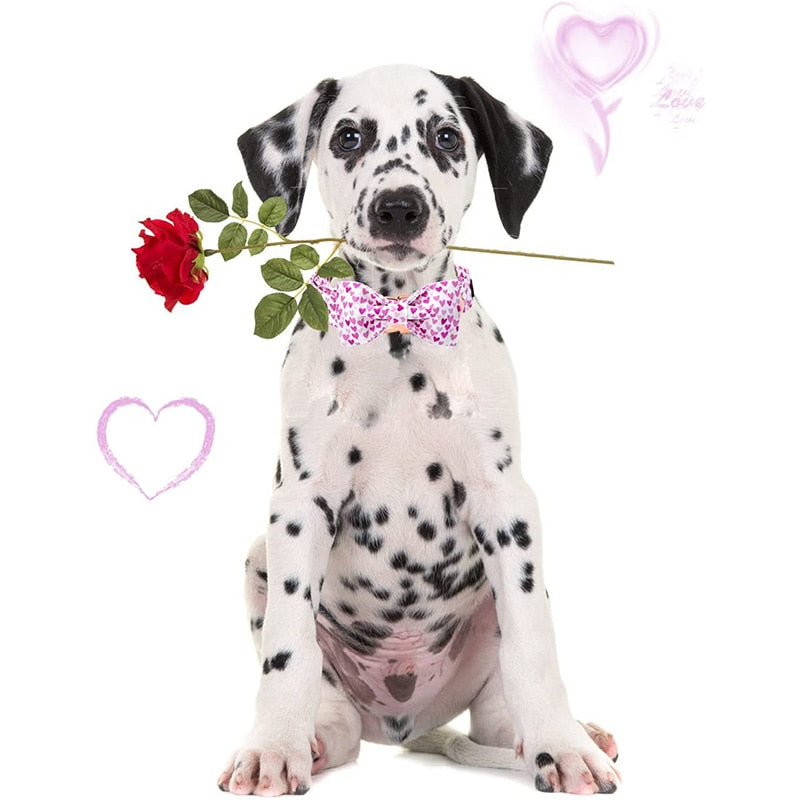 30/50/100ps Dog Bow Tie LoveGirl PInk Pet Dog Bowtie Collar Valentine's Day  Pet Accessories Dog Grooming Products For Small Dogs