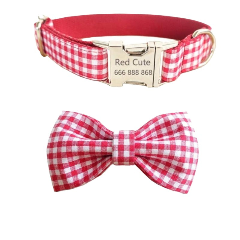 Red Flower Bow Tie Dog Collar And Leash | Supreme Dog Garage