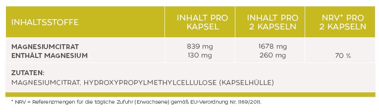 MAGNESIUM 130 Inhaltsstoffe