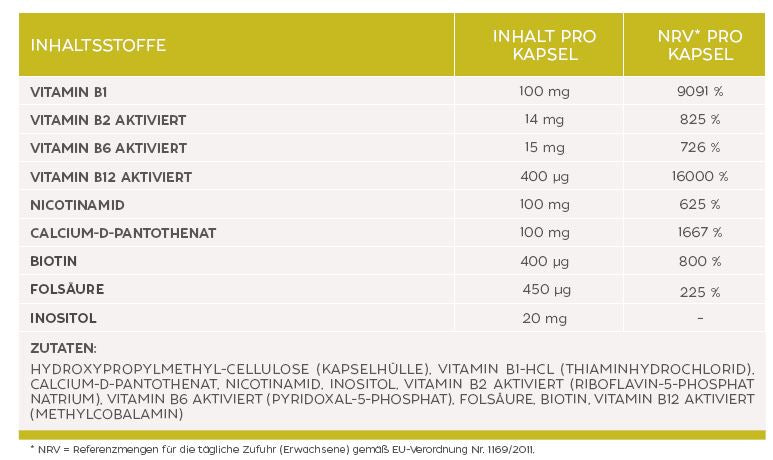 VITAMIN B KOMPLEX FORTE Inhaltsstoffe