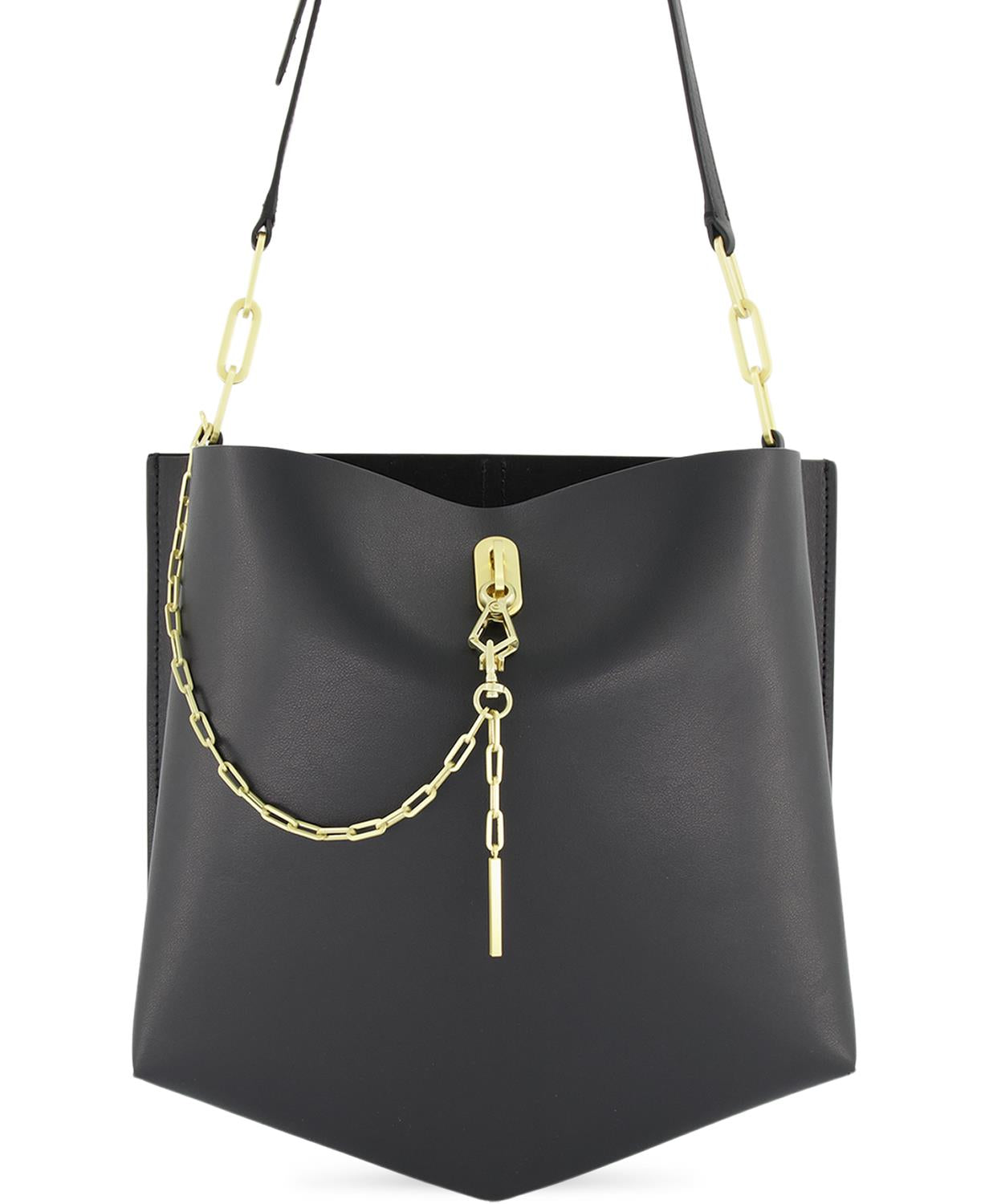 Zac Posen Zac Soft Earthette Pearl Lady Mini Chain Leather Shoulder Bag In  Black