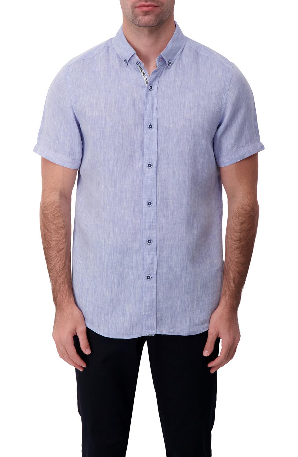 Short Sleeve Solid Linen Button Down Shirt