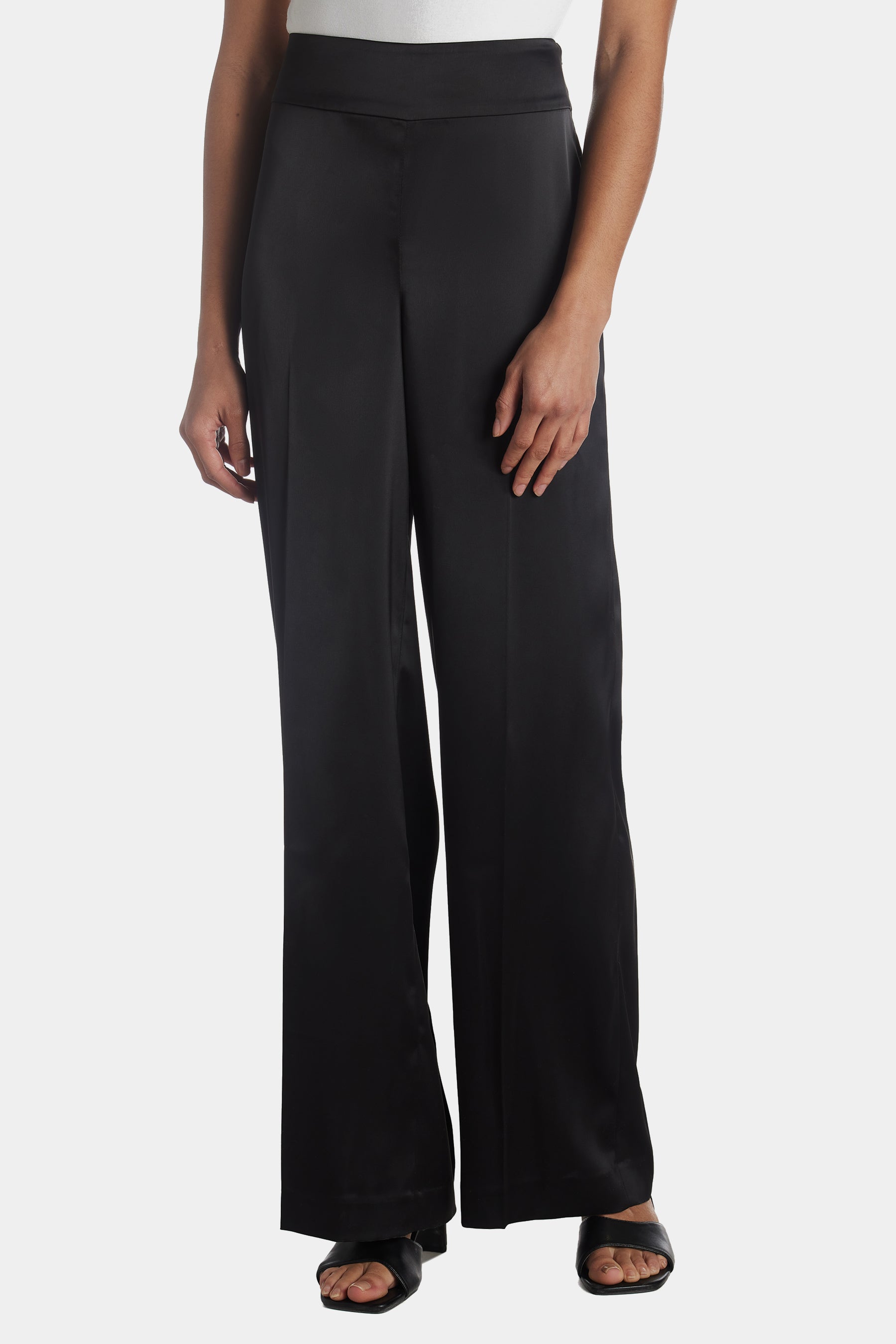 Anne Klein High Rise Side Zip Wide Leg In Anne Black | ModeSens