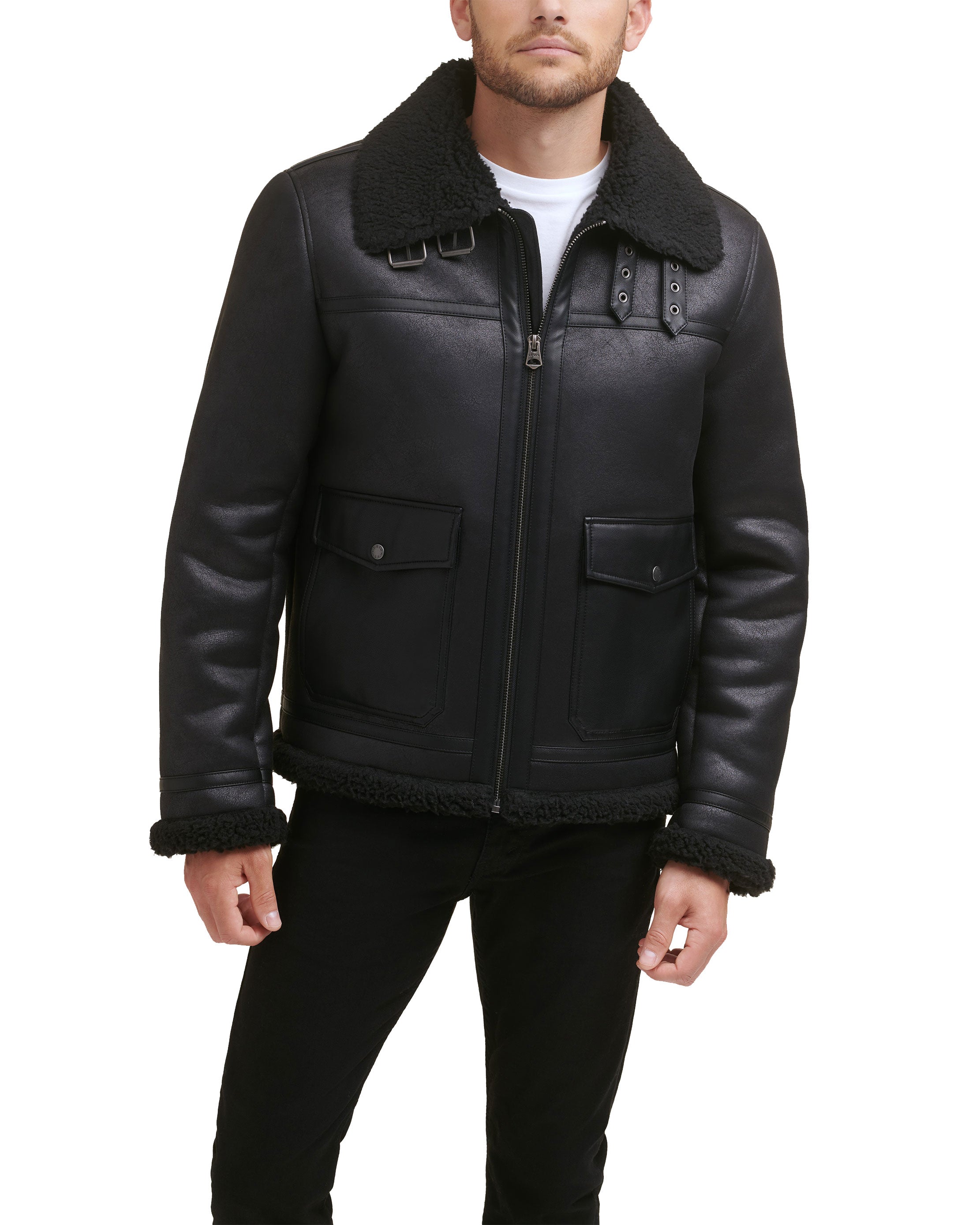 Levi's Faux Shearling Shortie Rancher Jacket In Black | ModeSens