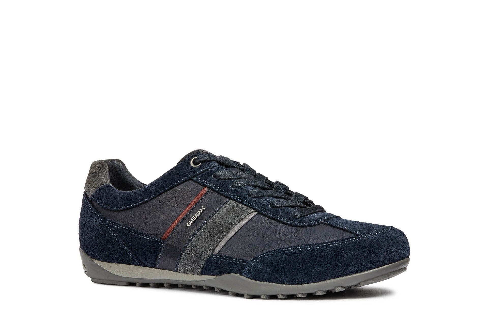 GEOX Men's Sneaker in Navy/Dk Burgundy Smart Closet