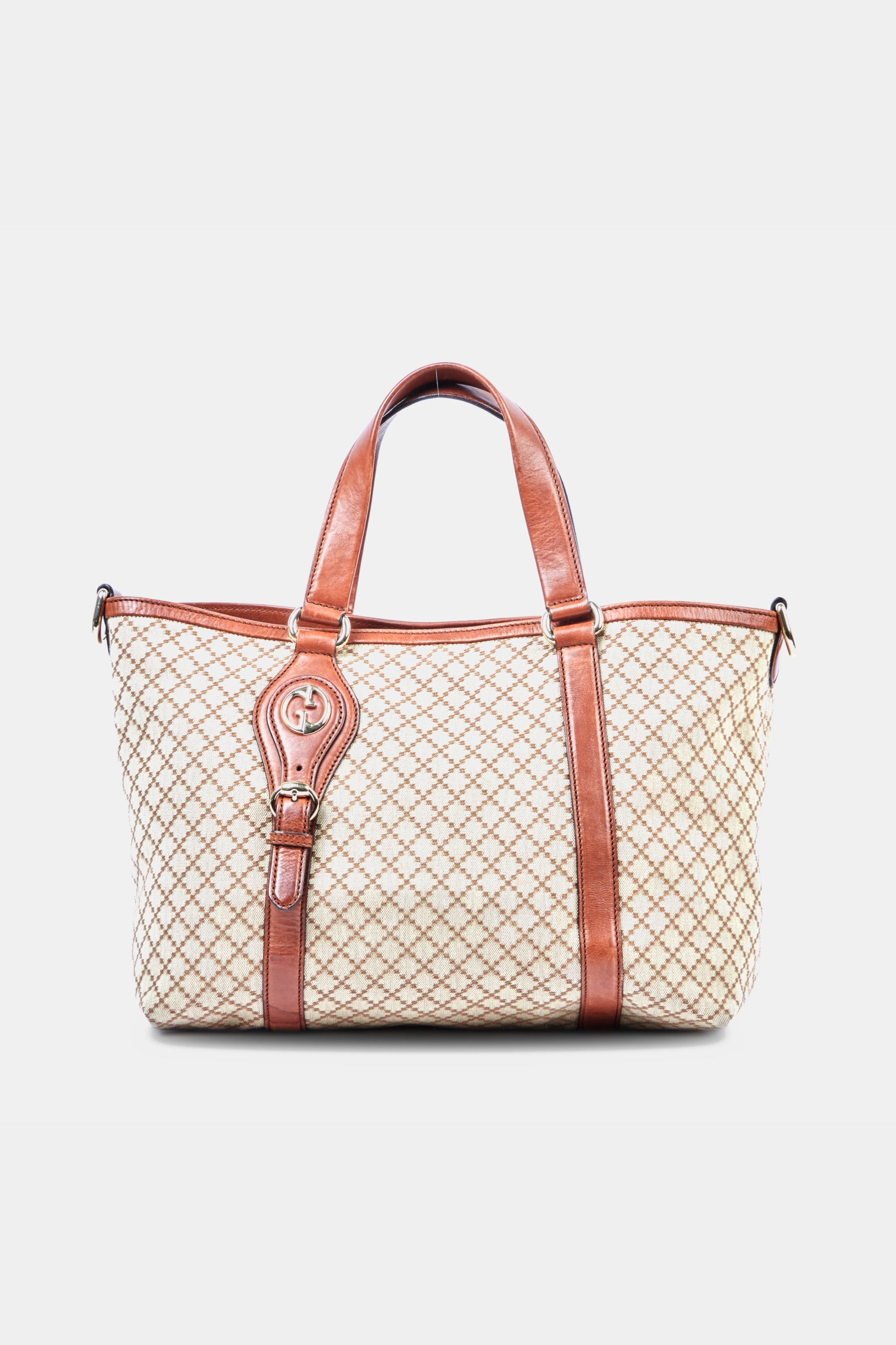 Gucci Beige/Black Diamante Canvas and Leather Medium Sukey Tote