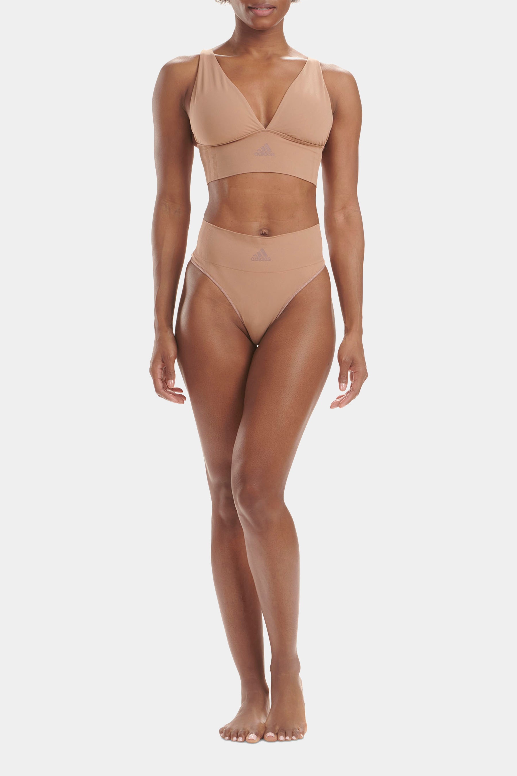 Adidas Women's Long Line Plunge Bra in Peach Whip