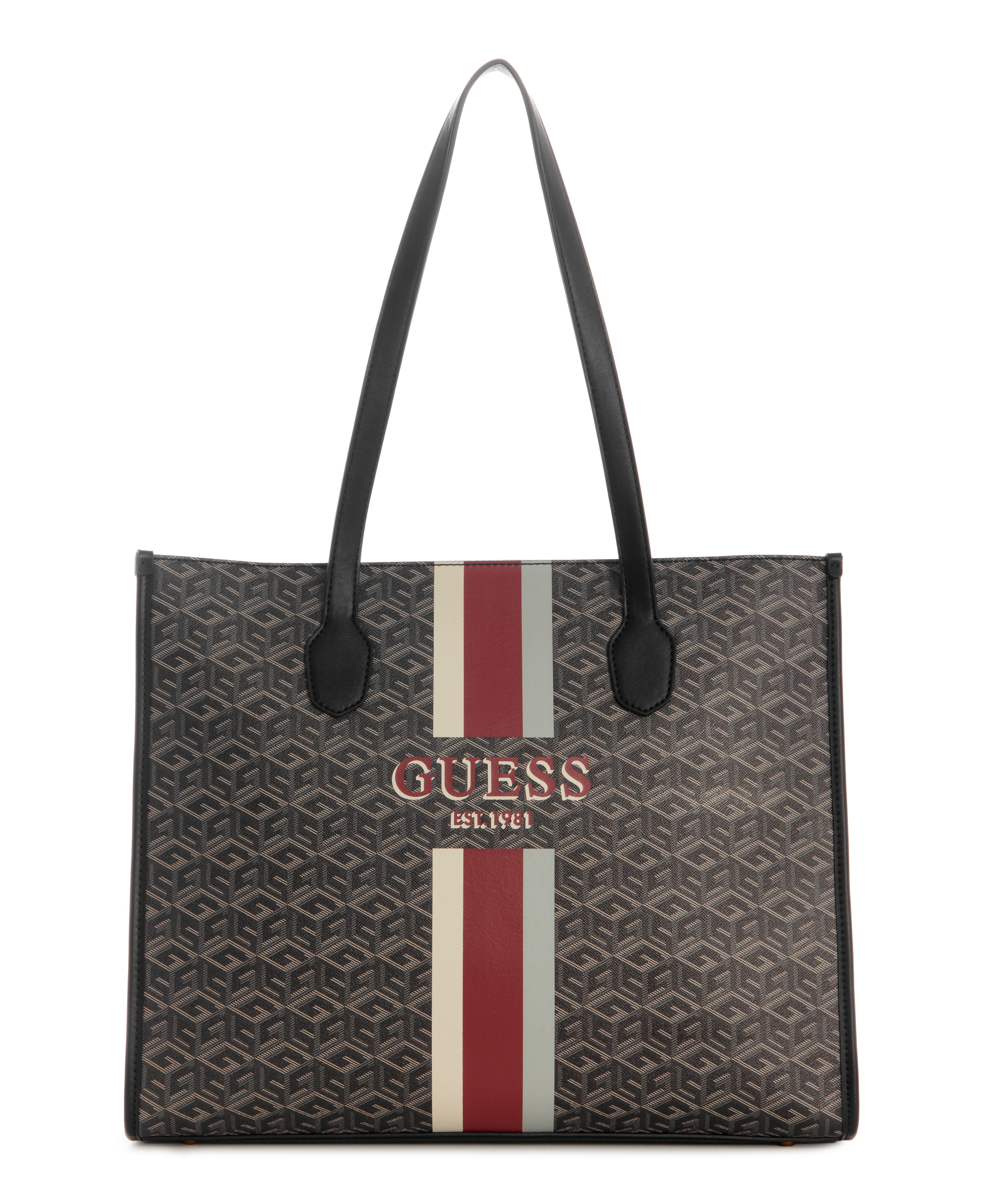 Guess Silvana Compartment Oversized Logo Tote Bag - Black Logo