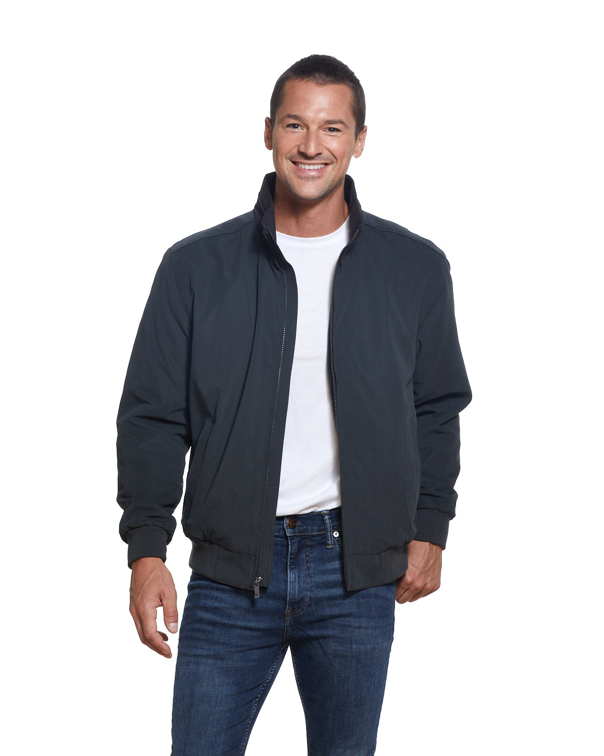 Weatherproof Microfiber Fleece-lined Bomber Jacket In Jasper