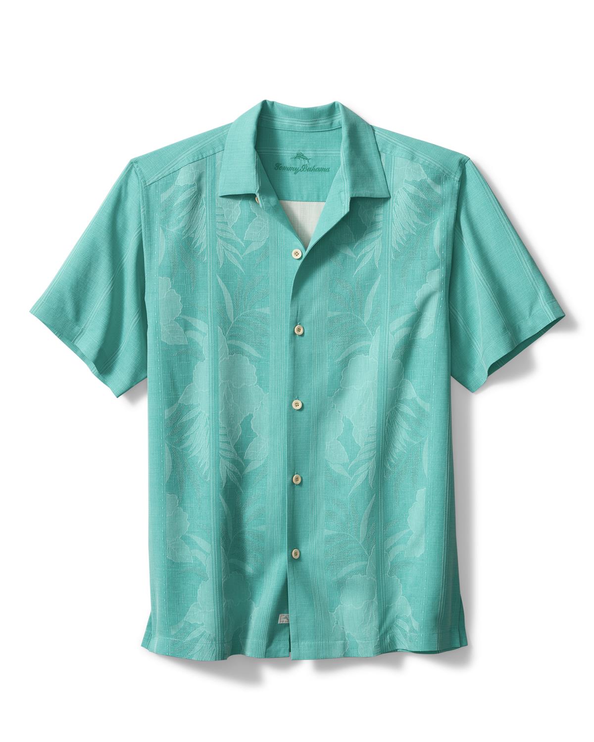 Tommy Bahama Men's Bali Border Silk Camp Shirt - River Blue - Size S