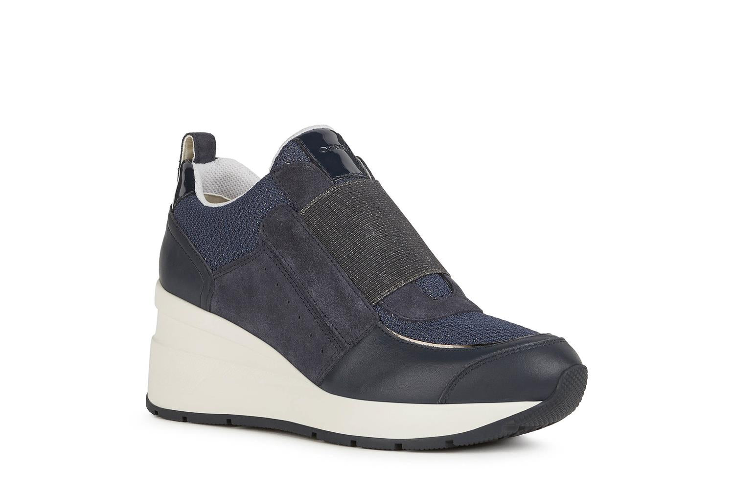 Geox Leather Wedge Fashion Sneakers In Blue |