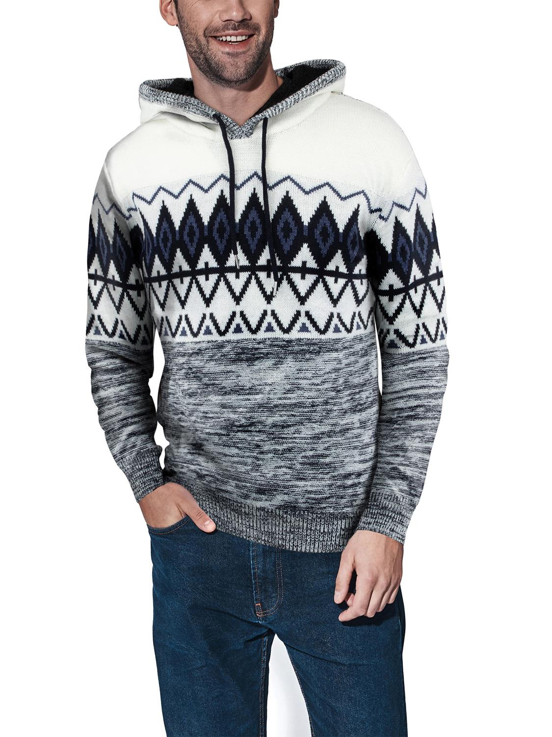 X-ray Colorblock Pattern Hooded Sweater In Teal