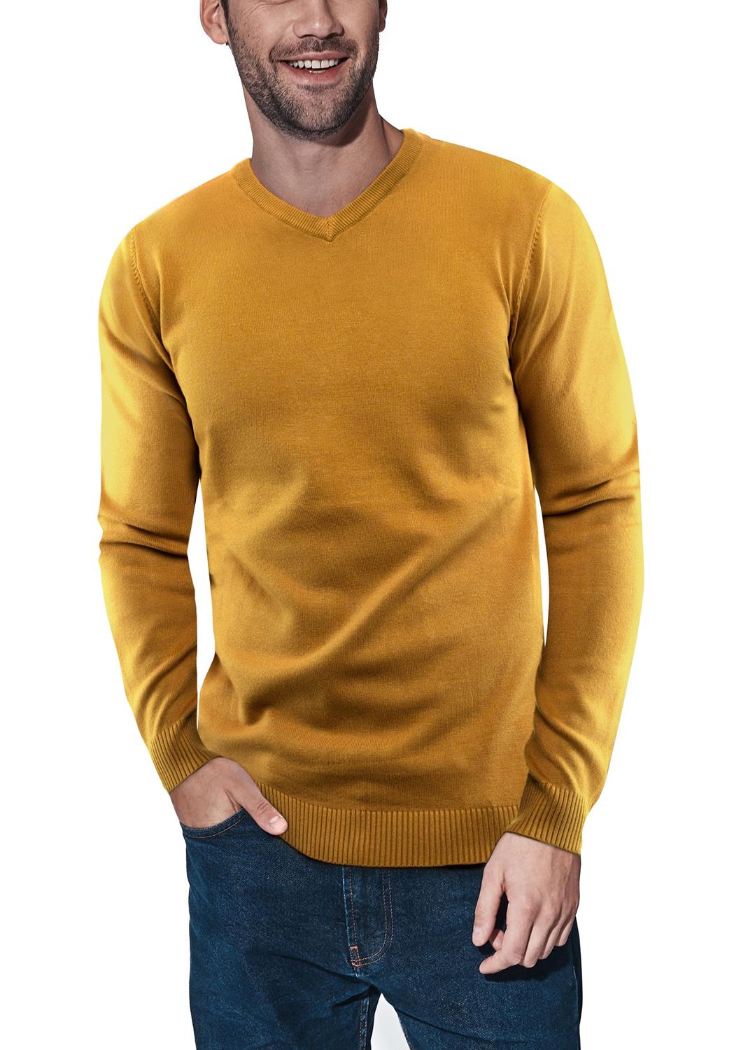 X-ray V-neck Sweater In Mustard