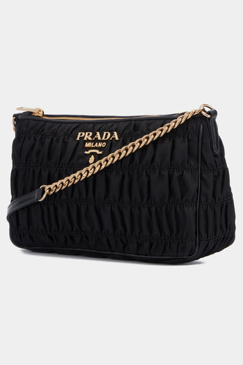 Prada 1BH152 Leather Gaufre Sling Bag Black