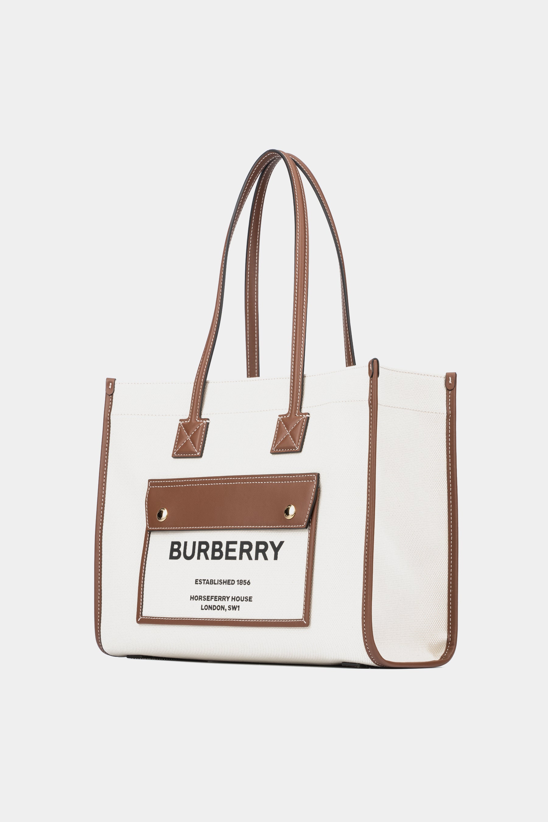 Burberry Large Leather Society Tote in Natural