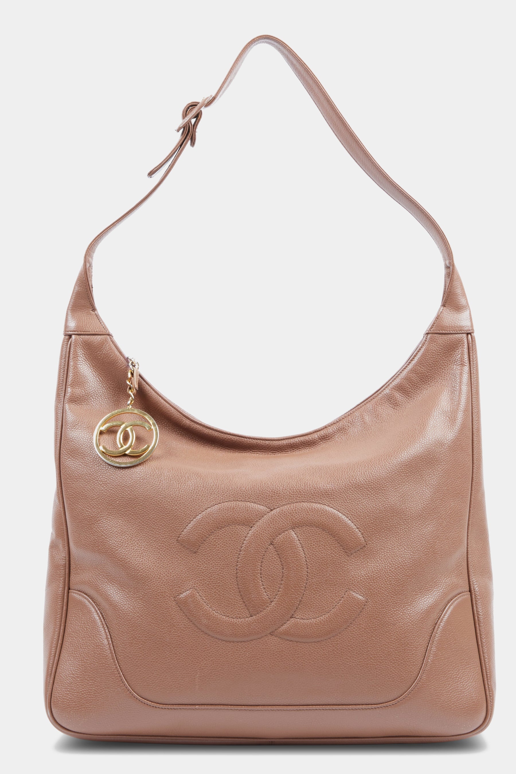 CHANEL Brown Caviar Leather Hobo Tote