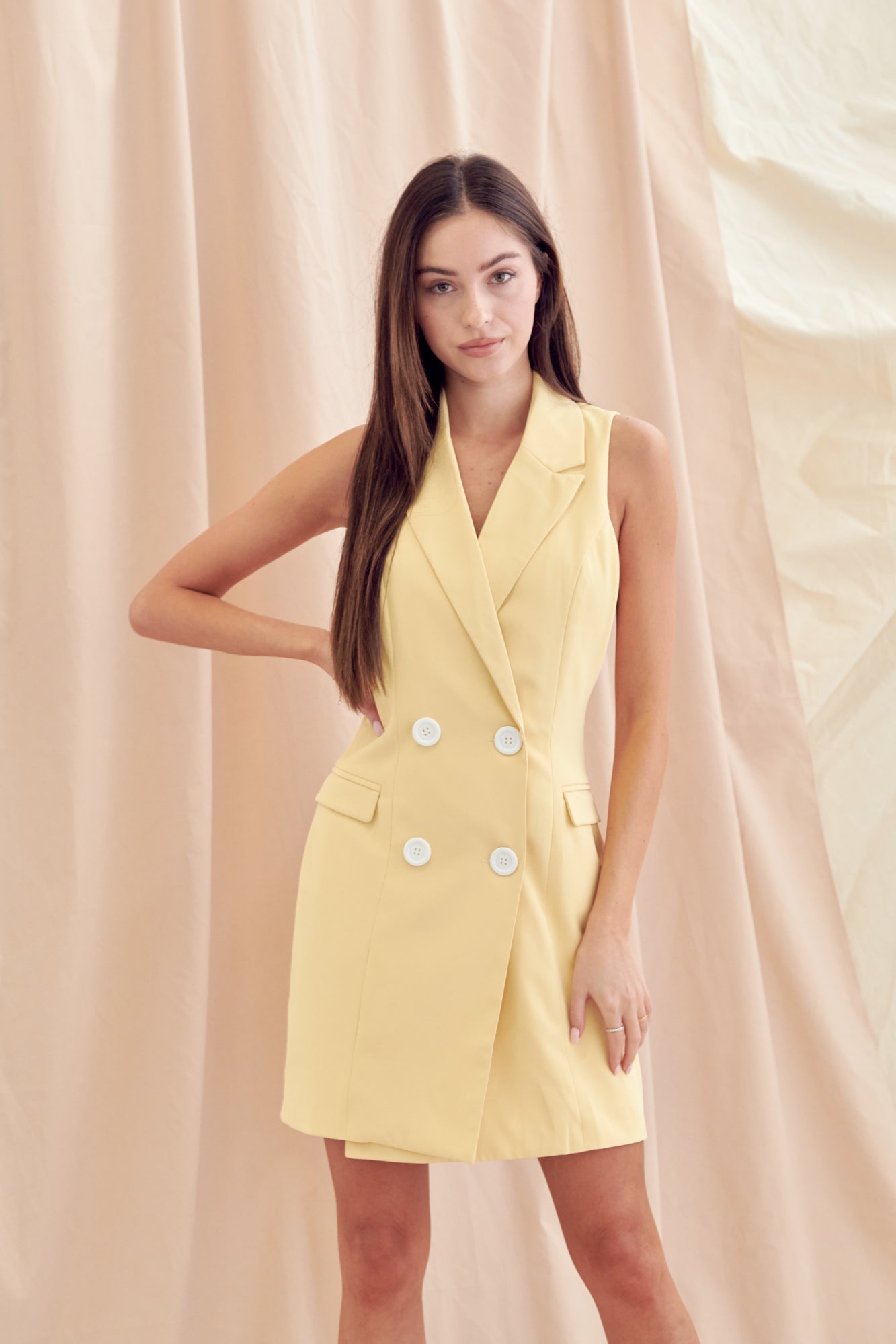Fore Women's Sleeveless Blazer Dress in Yellow | Smart Closet