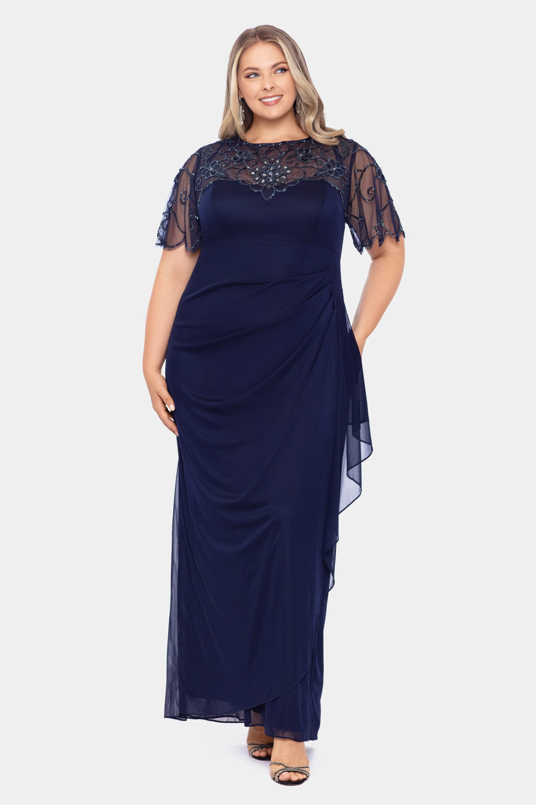 Jessica Howard Sequined-Lace Surplice Gown  Mother of the bride dresses  long, Gowns, Formal dresses for women