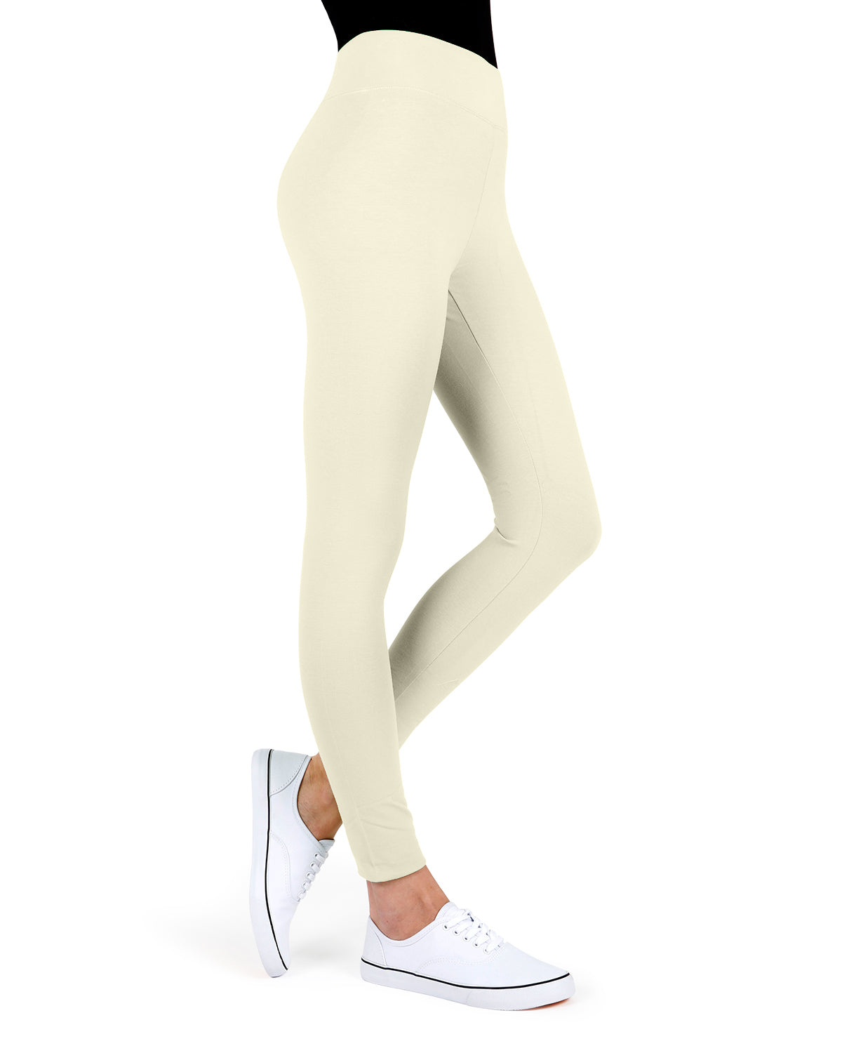 Memoi Cotton-blend Yoga Pants In Ivory