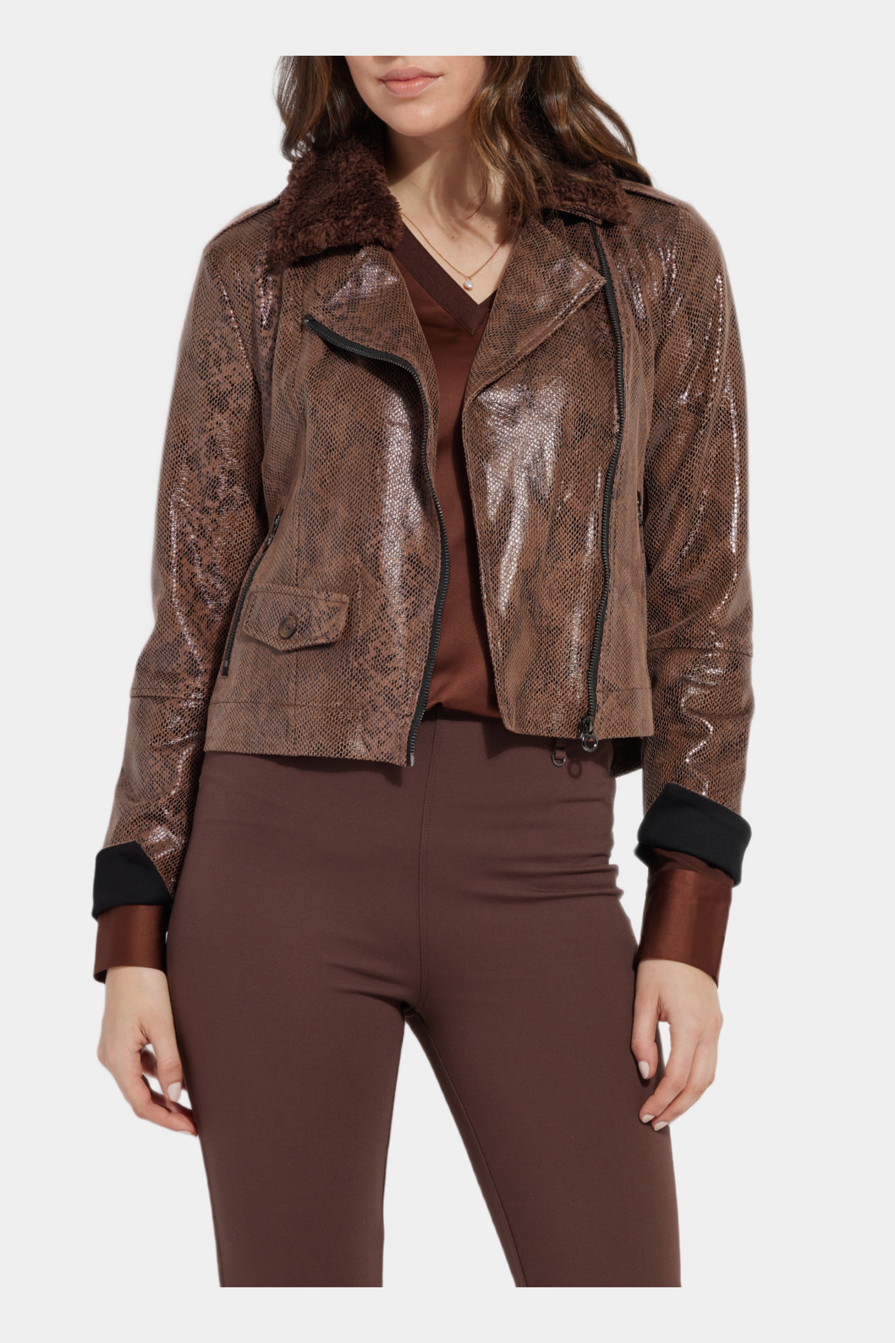 Calvin Klein Black Faux Leather Motorcycle Jacket, $178