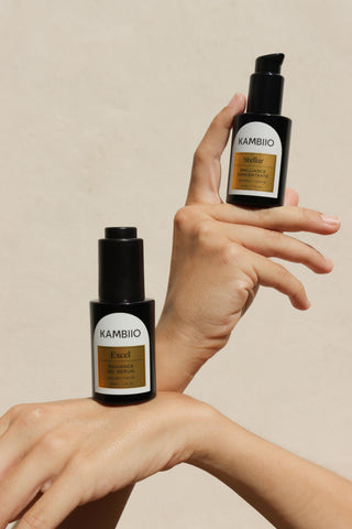 Kambiio Skincare Stellar Brilliance Concentrate with Rooibos and Licorice, Kambiio Skincare Excel Radiance Oil Serum with Marula, Plum and Carrot