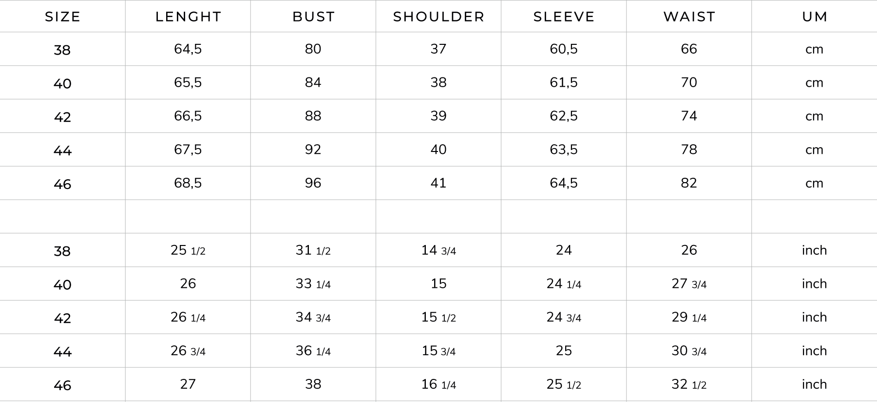 Size Guide – MIASUKI