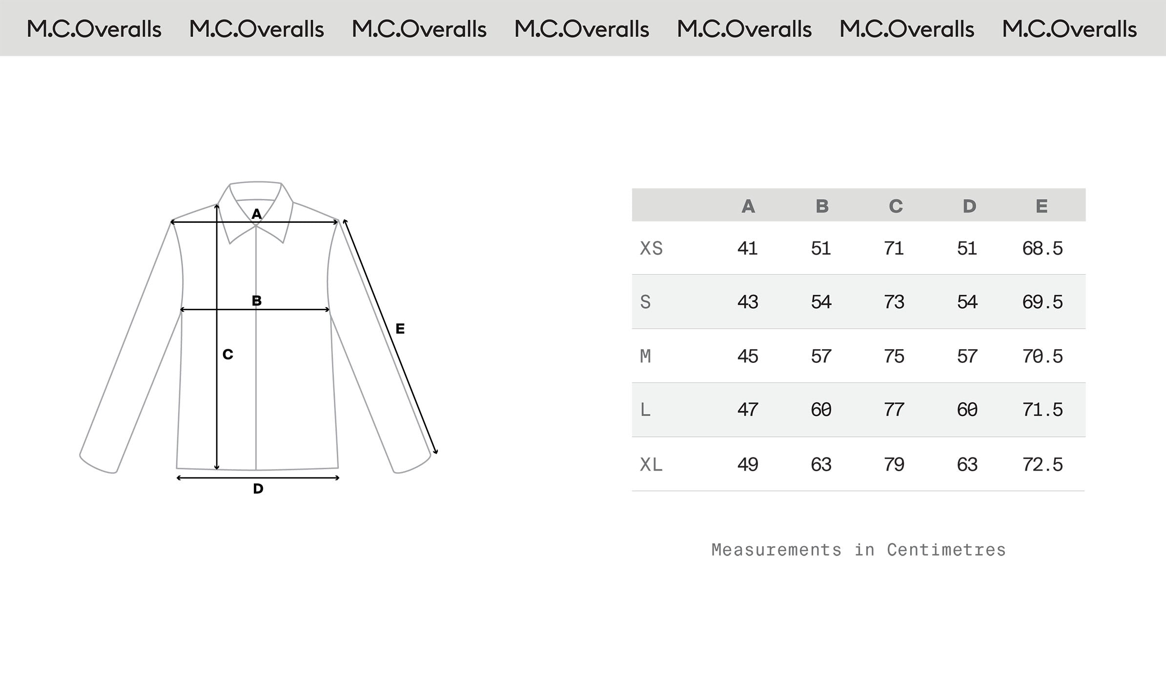 Coach Jacket 2 Size Chart – M.C.Overalls