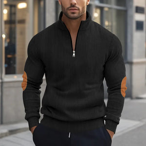 Casual Pure Color Men's Long Sleeve Hoodie Spring Autumn Fashionable European Style Stand Collar Zipper Closure Loose Fit Shirt - Divine Feather Creations