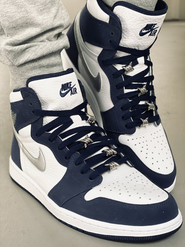 midnight navy white laces