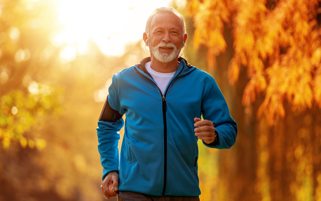 Middle aged man exercising