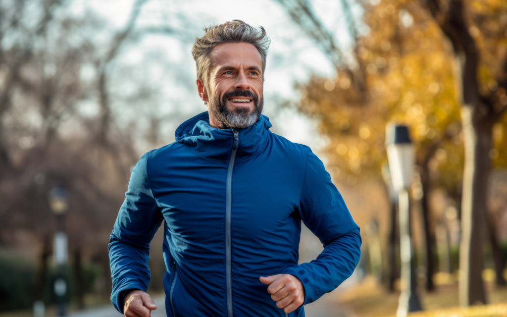 Middle aged man running